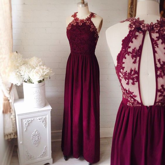 burgundy lace bridesmaid dress