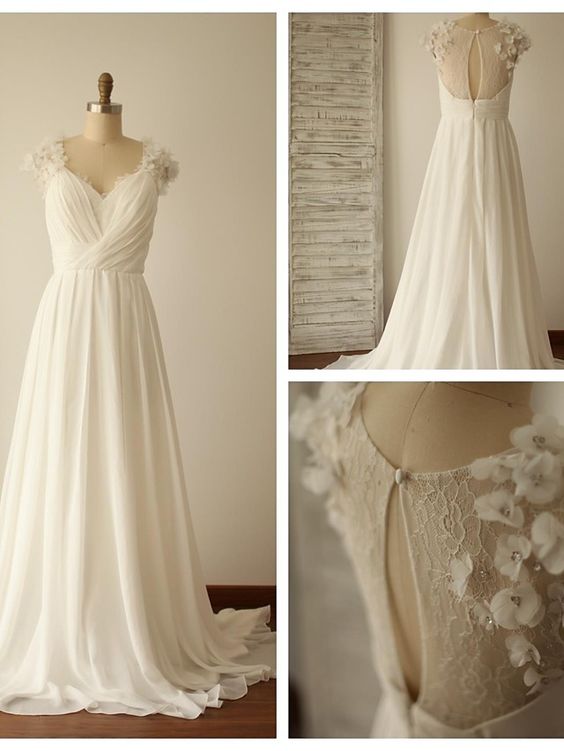 Illusion Chiffon Wedding Dress