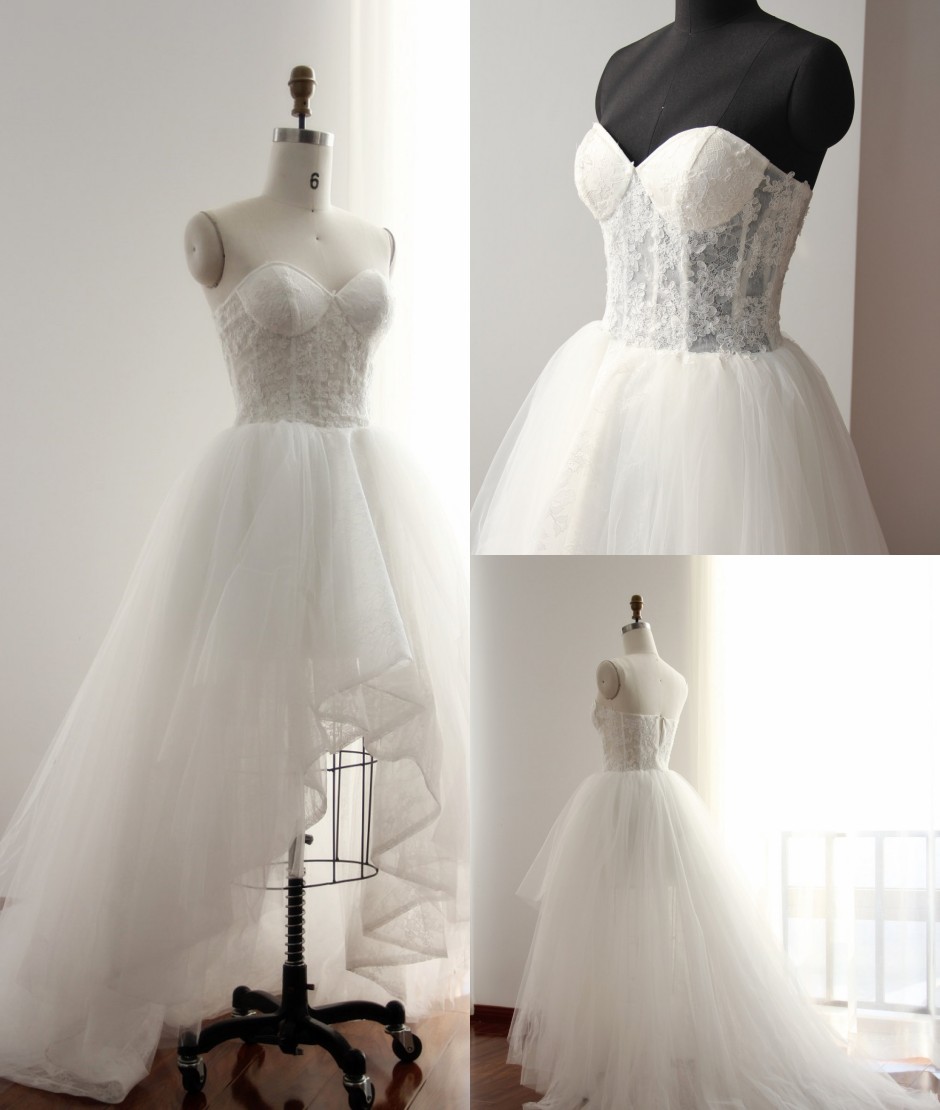 corset high low wedding dress