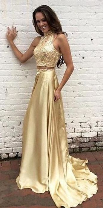 gold 2 piece dress