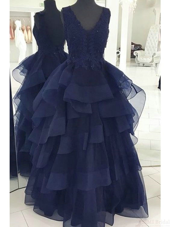 Dark Navy Blue Prom Dress,Sexy Open Back Lace Graduation Dress,Fashion ...